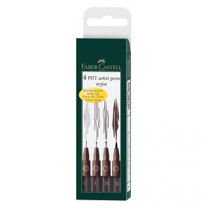 Faber-Castell Тънкописец Pitt Artist Pen тъмна сепия, 4 броя (S, F, M, B)