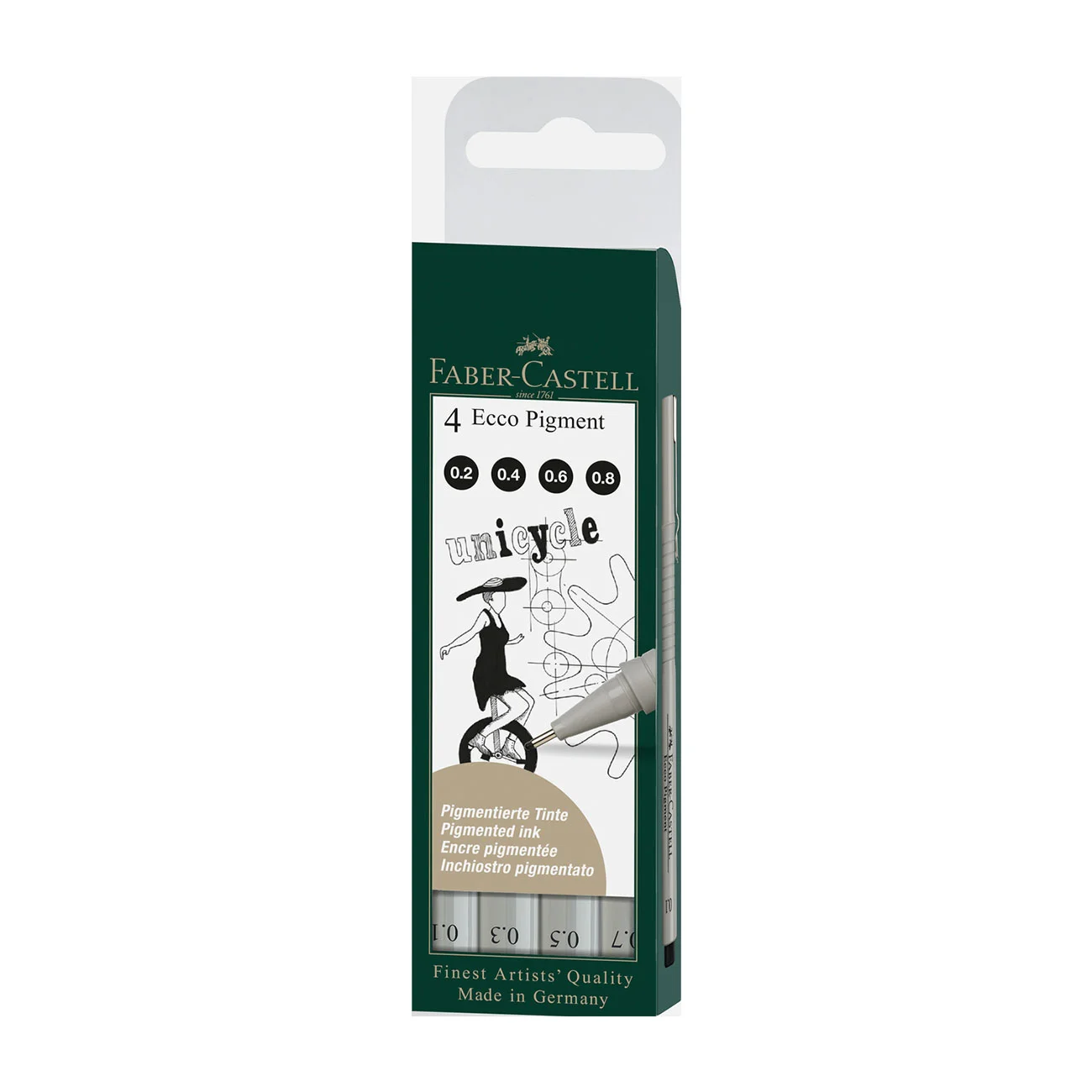 Faber-Castell Тънкописец Ecco Pigment, 4 броя