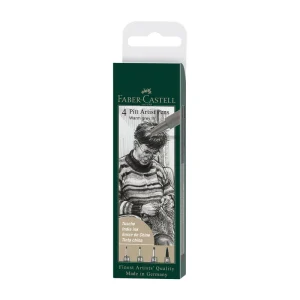 Faber-Castell Тънкописец Pitt, S, F, M, B, топлосив, 4 броя